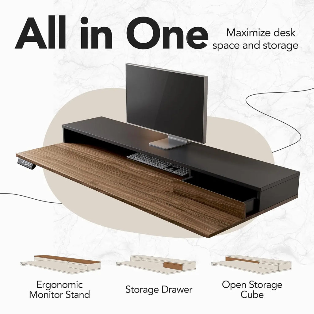 Electric Height Adjustable Standing Desk with Drawers & Cabinet 47".