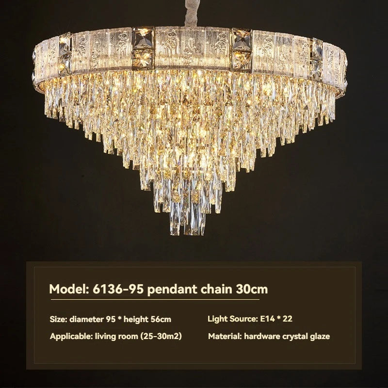 Crystal Chandelier Luxury Gold For Dining Living Room Kitchen Bedroom
