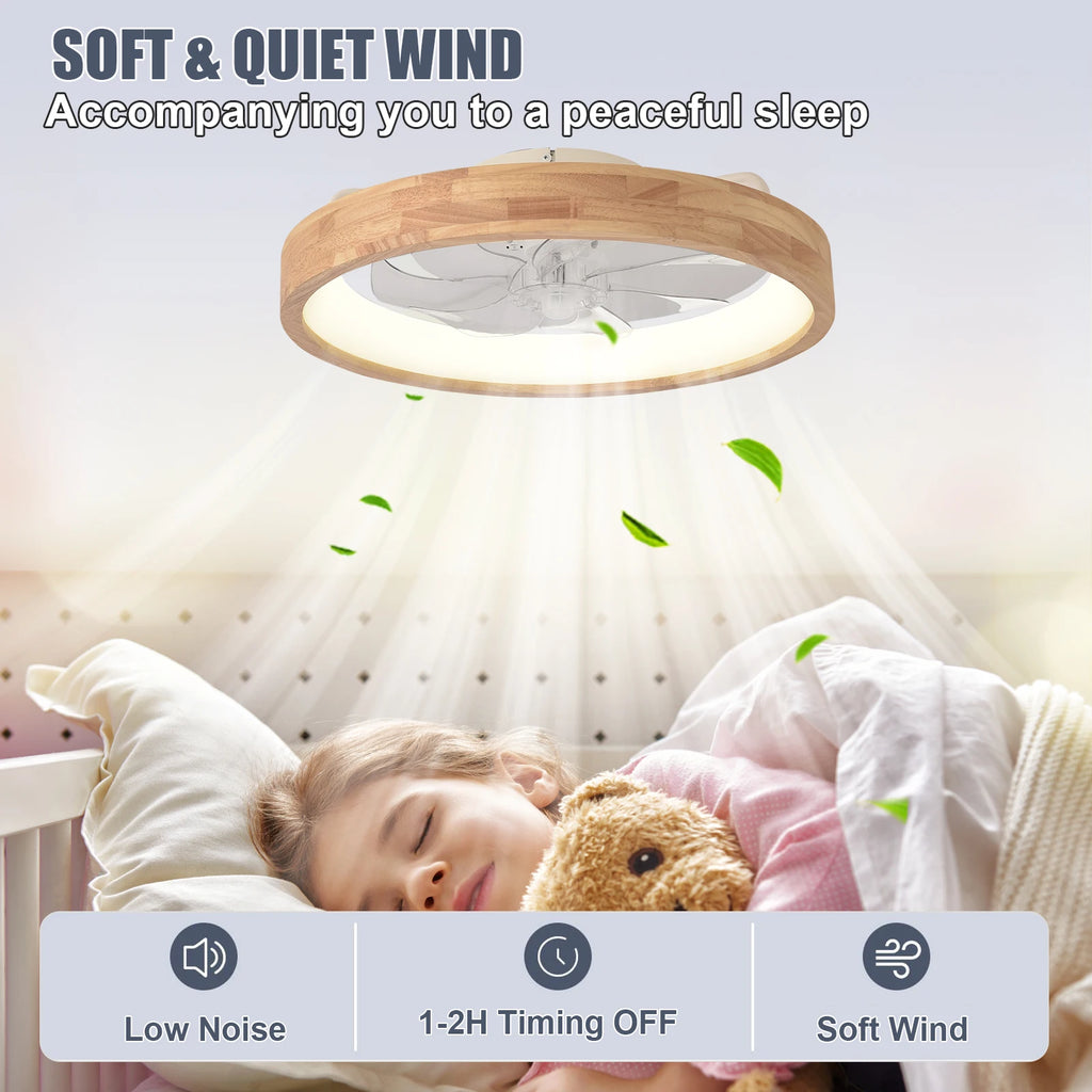 LED Ceiling Fan with Light Dimmable, Remote Control 5 Invisible Reversible Blades