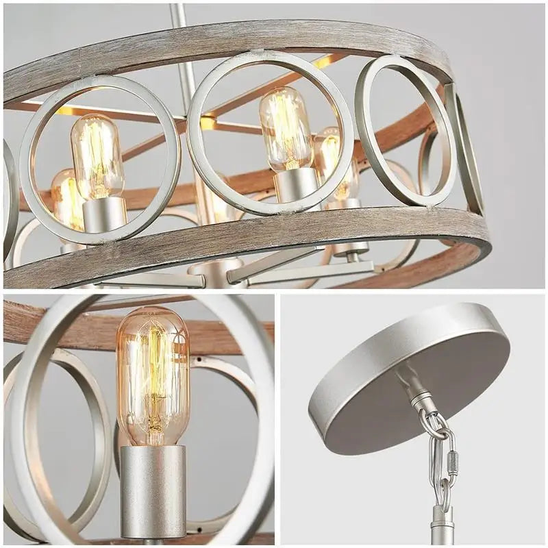 Retro Iron Art Wood Grain Ceiling Light Home Decor