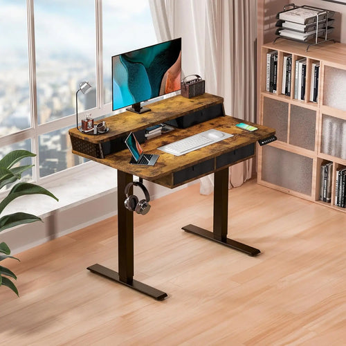 40 x 24 Inch Small Electric Standing Desk with 4 Drawers.