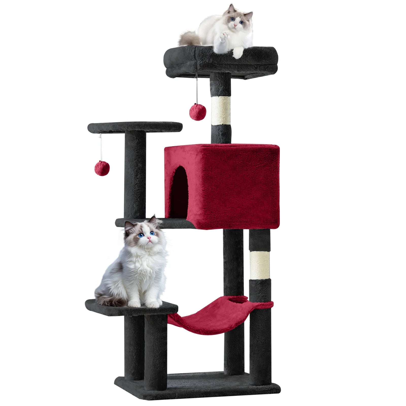 Cat Climbing Tower with Natural Sisal Scratching Posts Pet Condo for Indoor Cats and Kittens Play