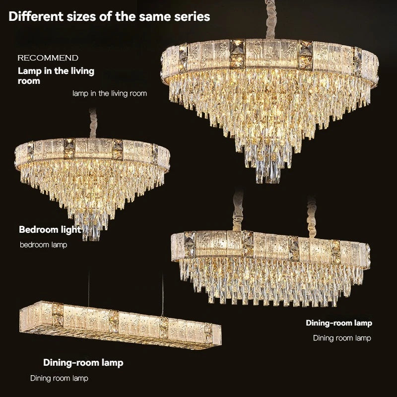 Crystal Chandelier Luxury Gold For Dining Living Room Kitchen Bedroom