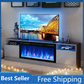 Electric Fireplace TV Stand with 36" Fireplace, LED Lights, Modern Gray Wood Textured Entertainment Center