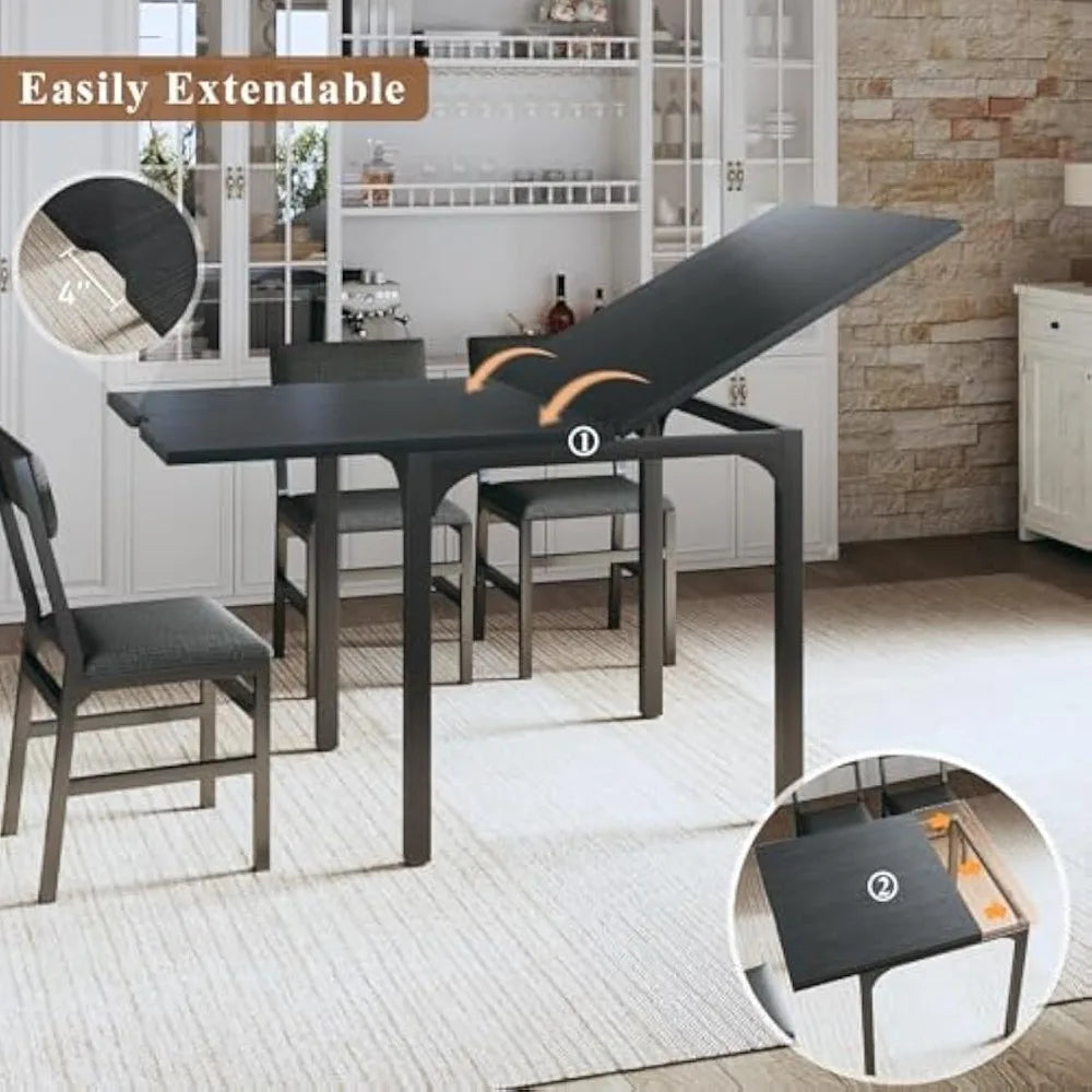 7-Piece Dining Table Set for 4-6, Extendable Kitchen Table Cushion Chairs,