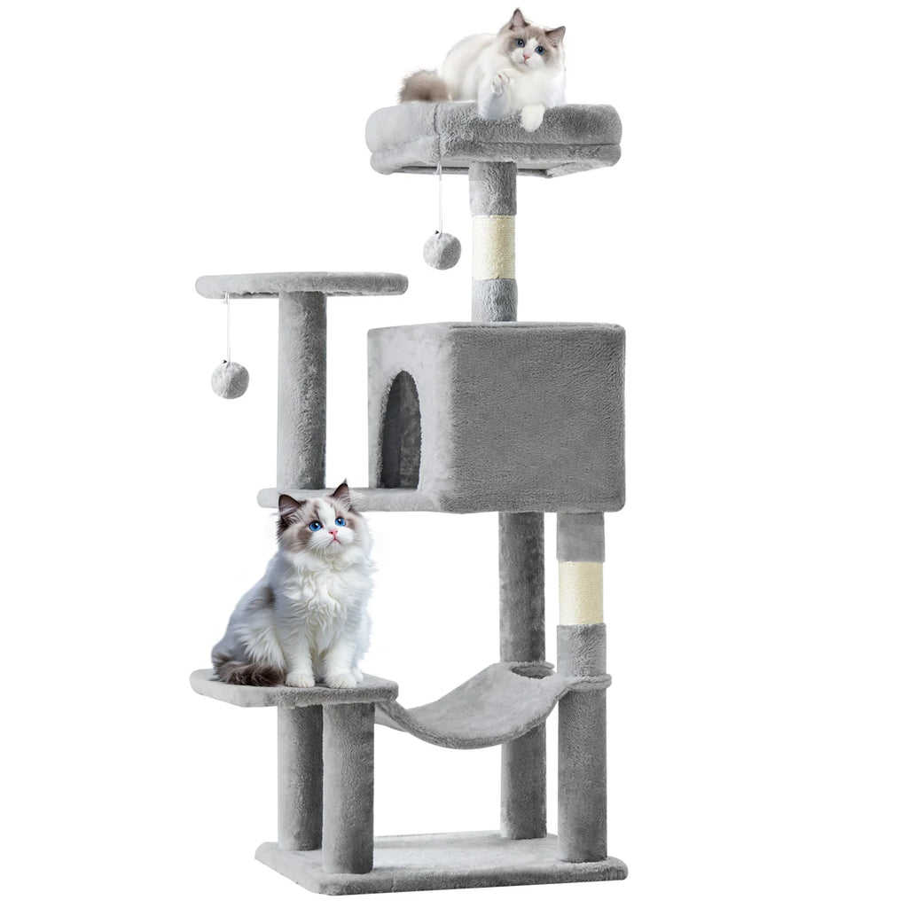Cat Climbing Tower with Natural Sisal Scratching Posts Pet Condo for Indoor Cats and Kittens Play