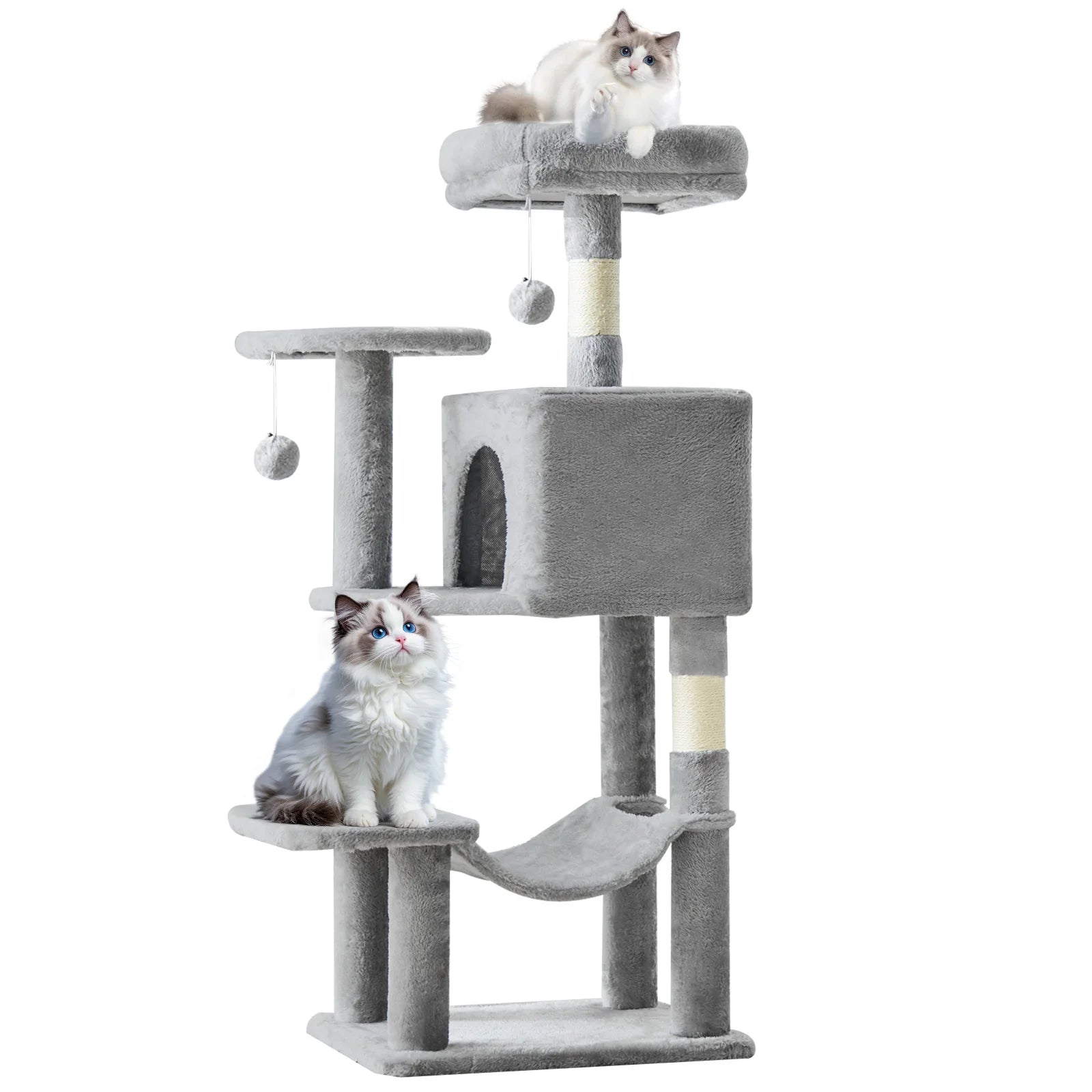 Cat Climbing Tower with Natural Sisal Scratching Posts Pet Condo for Indoor Cats and Kittens Play
