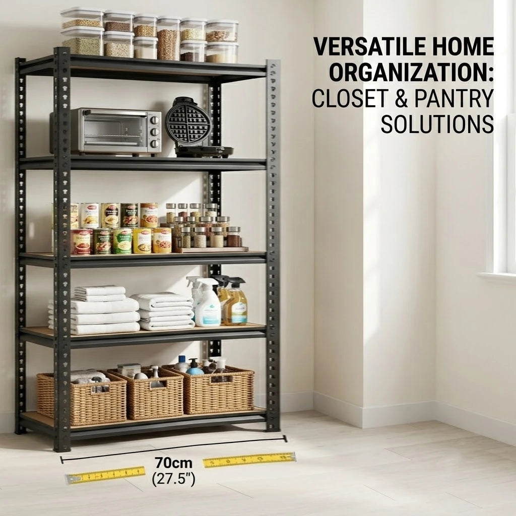 Adjustable Pantry Shelf Food Storage Organizer for Kitchen, Living Room Plant Stand & Display Rack, No-Tool Assembly