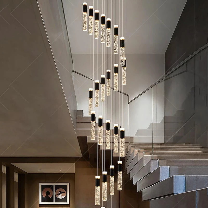 Modern home decoration crystal chandelier, stair Pendant lamp