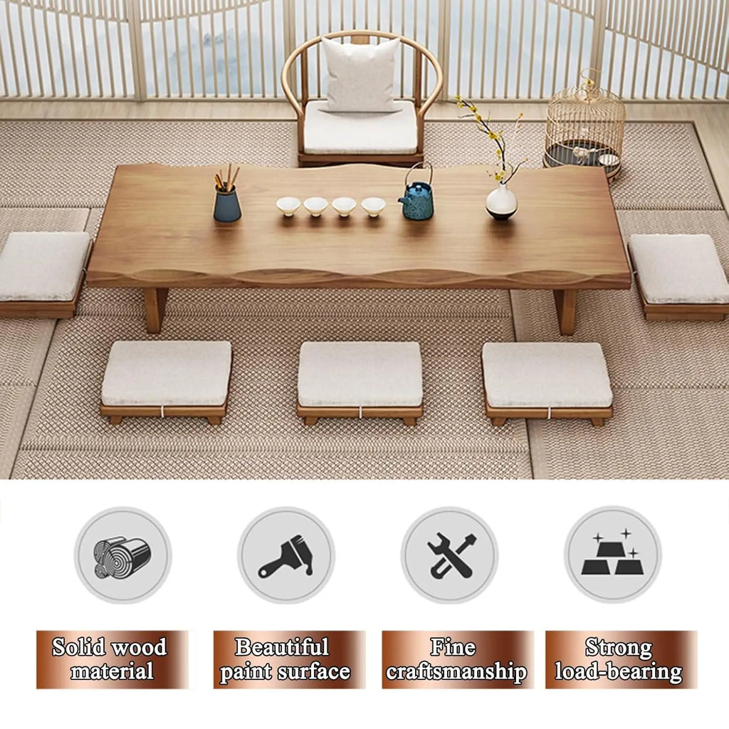 Solid Wood Low Floor Table, Meditation, Tea Ceremony. 47.2x23.6x13.7in,