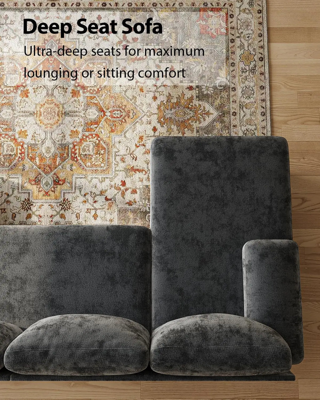 U-Shaped Sectional Couches for Living Room | Chenille Sofa with Double Chaise