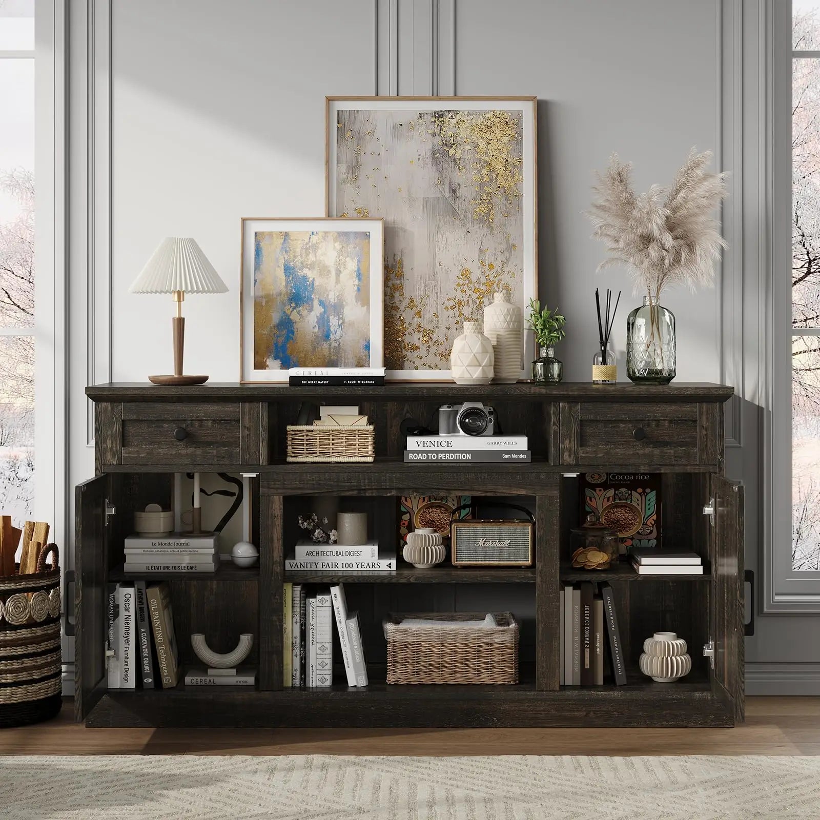 Brand Farmhouse Fireplace Entertainment Center for TVs Up to 70 Inches,