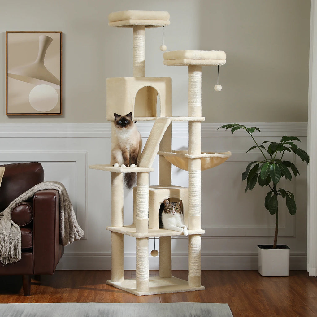 Cat Tower for Indoor Cats Multi-Level Plush Cat Condo with Scratching Post.
