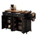 Kitchen Island Table Drop Leaf Home Carts with Power Outlet Spice Towel Rack Trash