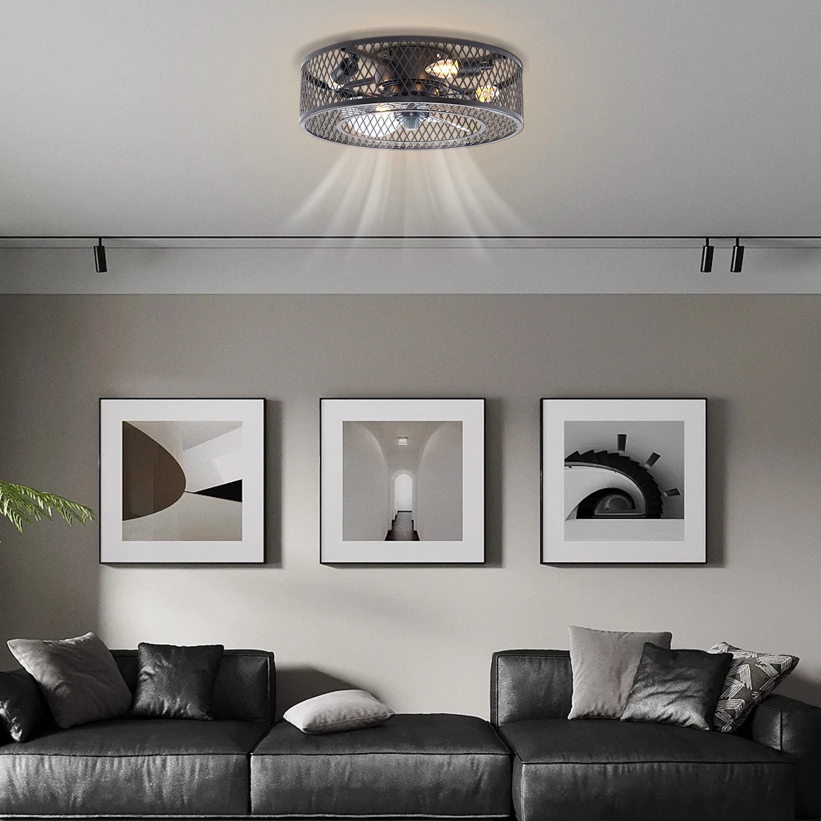 18 Inch Fan Pendant Light Black