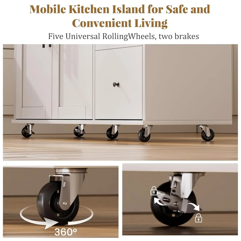Multifunctional Kitchen Island Cart with Drop Leaf, Rolling Island with, Customized