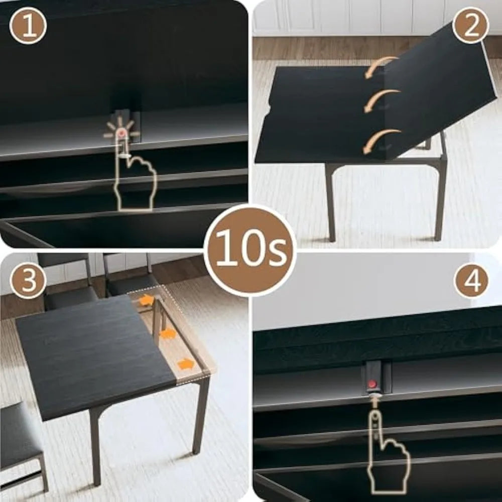 7-Piece Dining Table Set for 4-6, Extendable Kitchen Table Cushion Chairs,