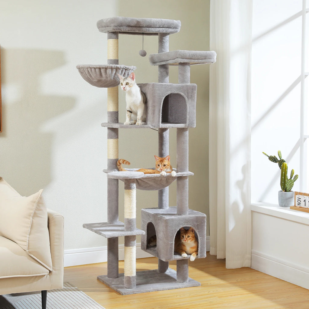Cat Tower for Indoor Cats Multi-Level Plush Cat Condo with Scratching Post.