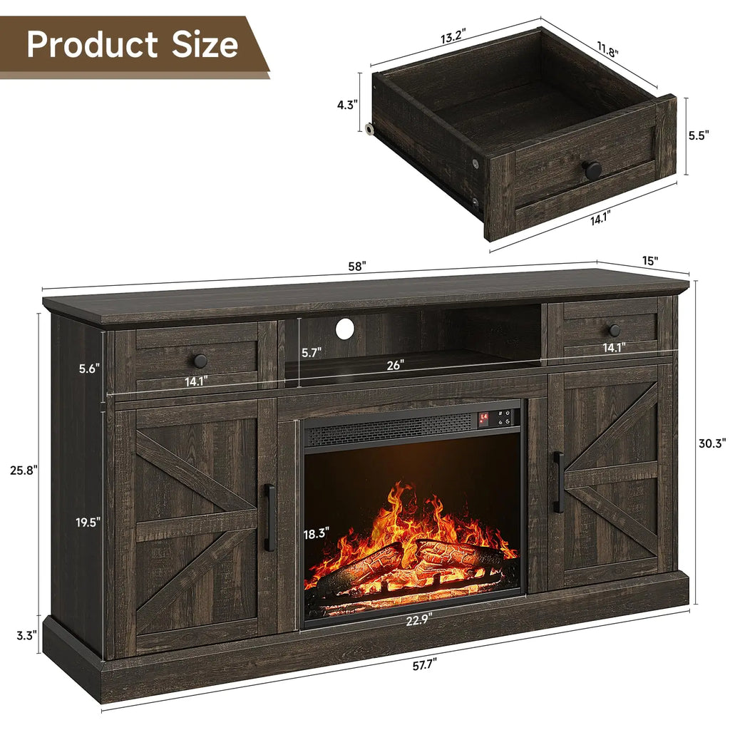 Brand Farmhouse Fireplace Entertainment Center for TVs Up to 70 Inches,