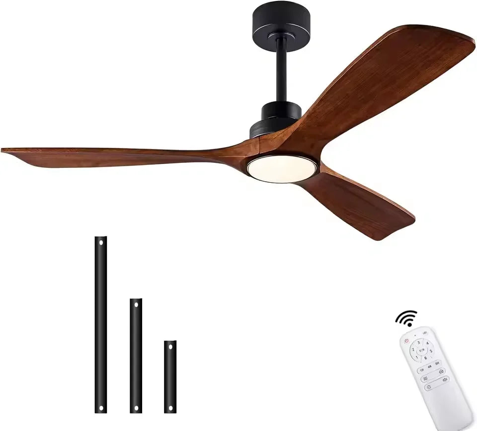 42 52 60 inch Wood Ceiling Fan with Lights Remote Control Quiet