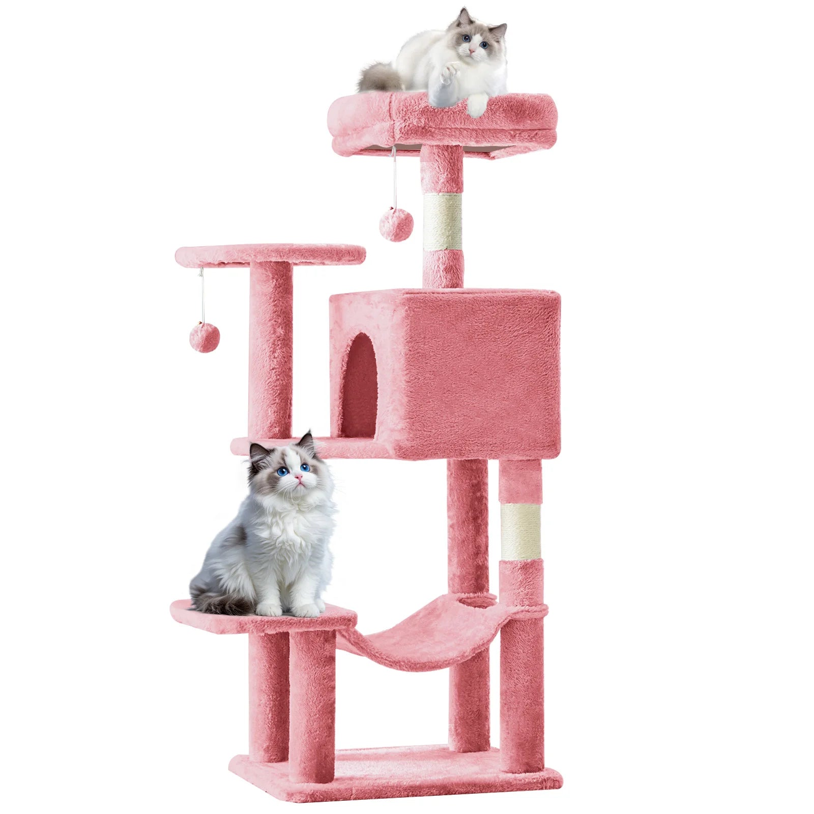 Cat Climbing Tower with Natural Sisal Scratching Posts Pet Condo for Indoor Cats and Kittens Play