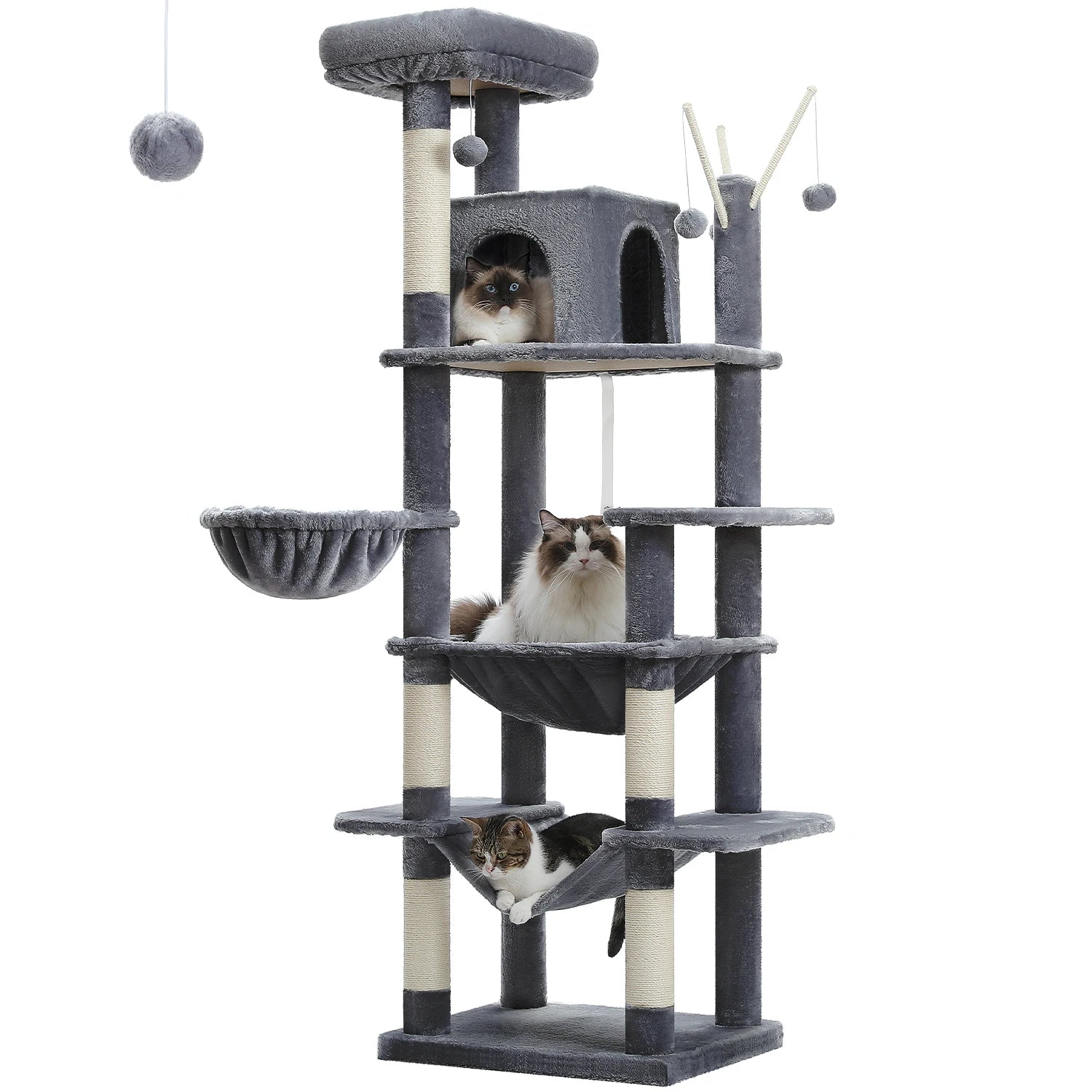 Cat Tower for Indoor Cats Multi-Level Plush Cat Condo with Scratching Post.