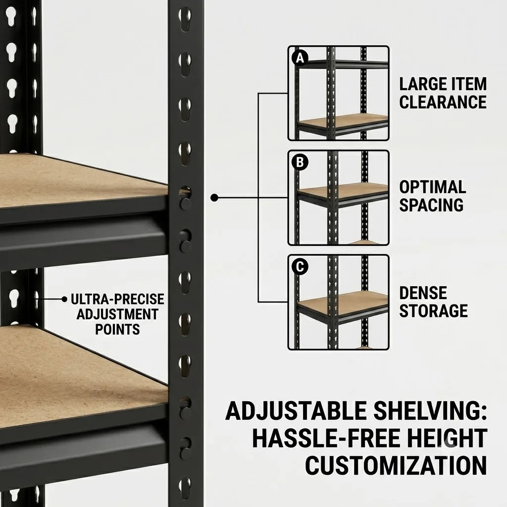 Adjustable Pantry Shelf Food Storage Organizer for Kitchen, Living Room Plant Stand & Display Rack, No-Tool Assembly