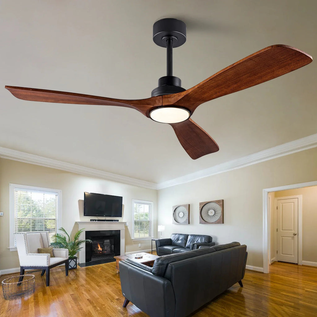 42 52 60 inch Wood Ceiling Fan with Lights Remote Control Quiet