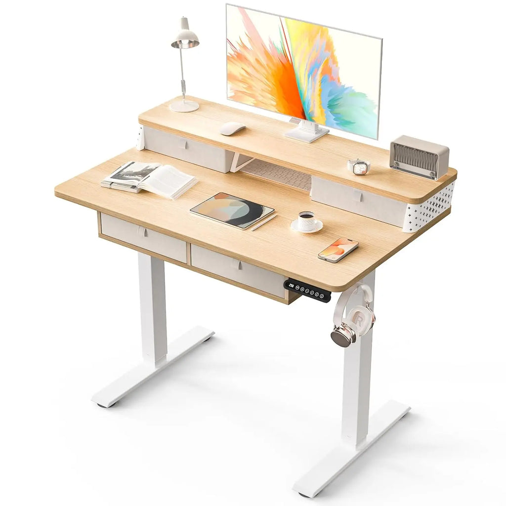 40 x 24 Inch Small Electric Standing Desk with 4 Drawers.