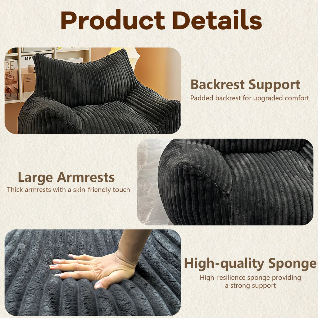 Reading Chair Bean Bag Chairs, Living Room Furniture, Density Foam Couch, Floor Lazy Soft.
