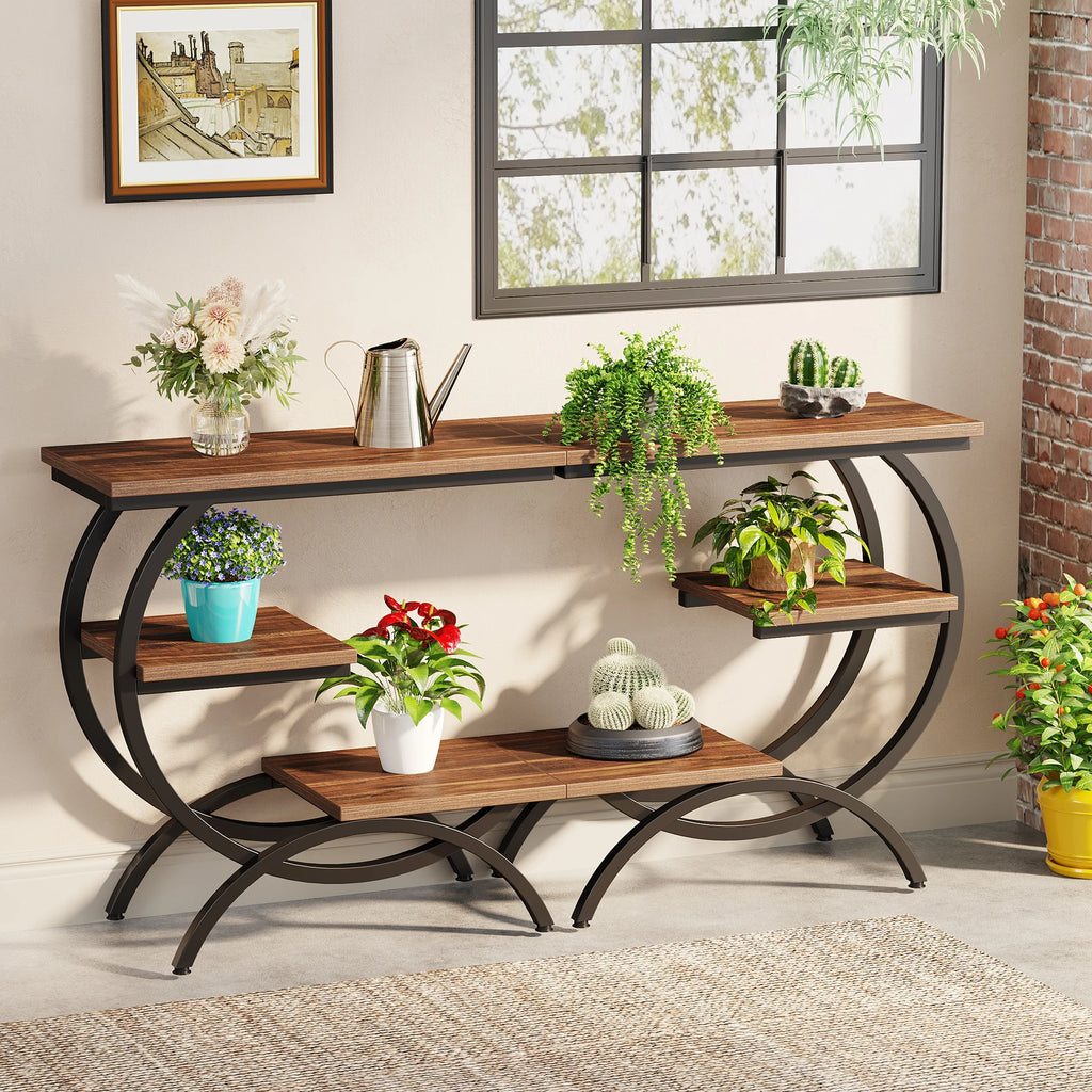 3-Tier C-Shaped End Table for Couch, Bedside or Snack Table with Storage Shelves