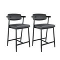 2PCS Modern Bar Stools Set with Back & Upholstered Wider Seat.