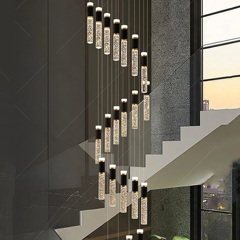 Modern home decoration crystal chandelier, stair Pendant lamp