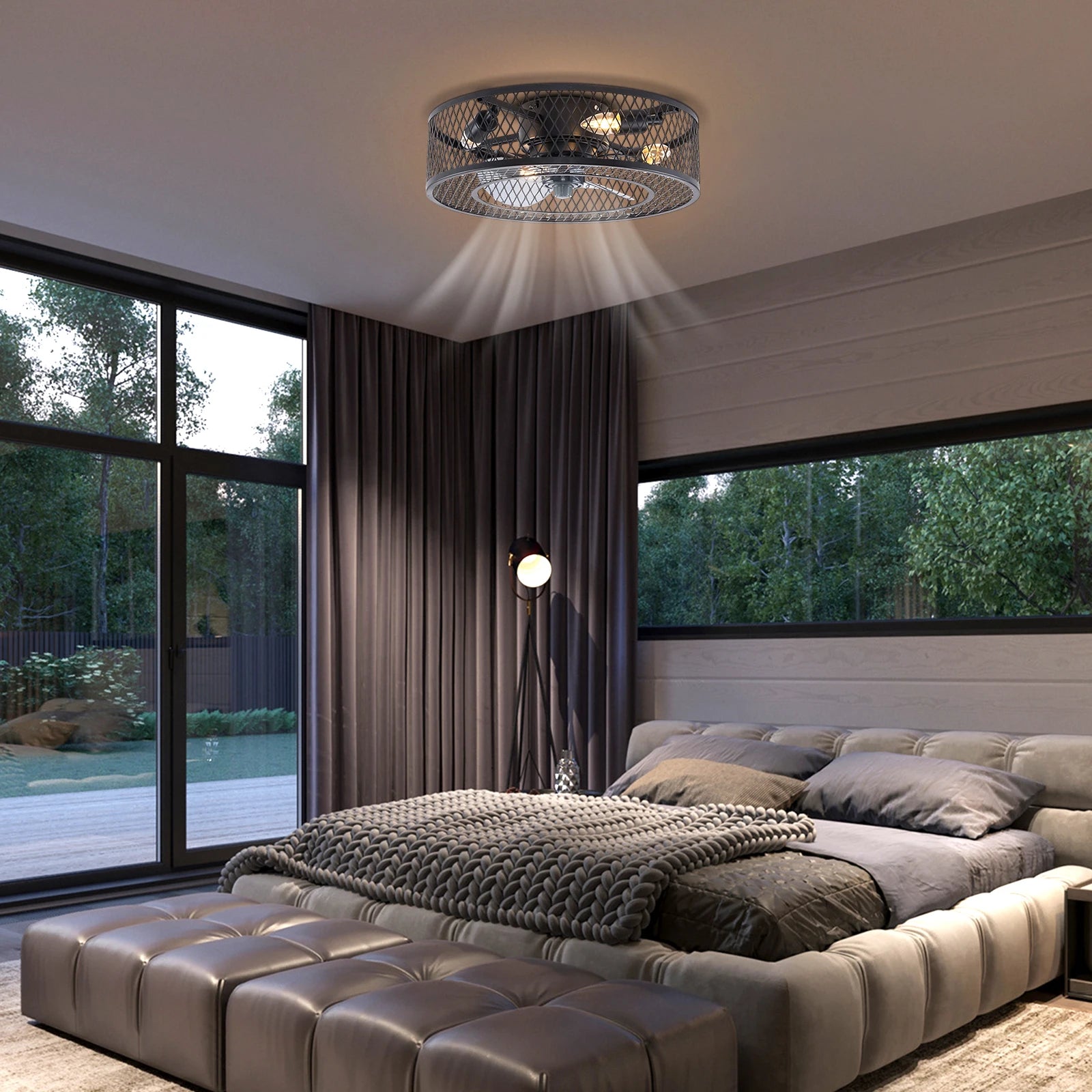 18 Inch Fan Pendant Light Black