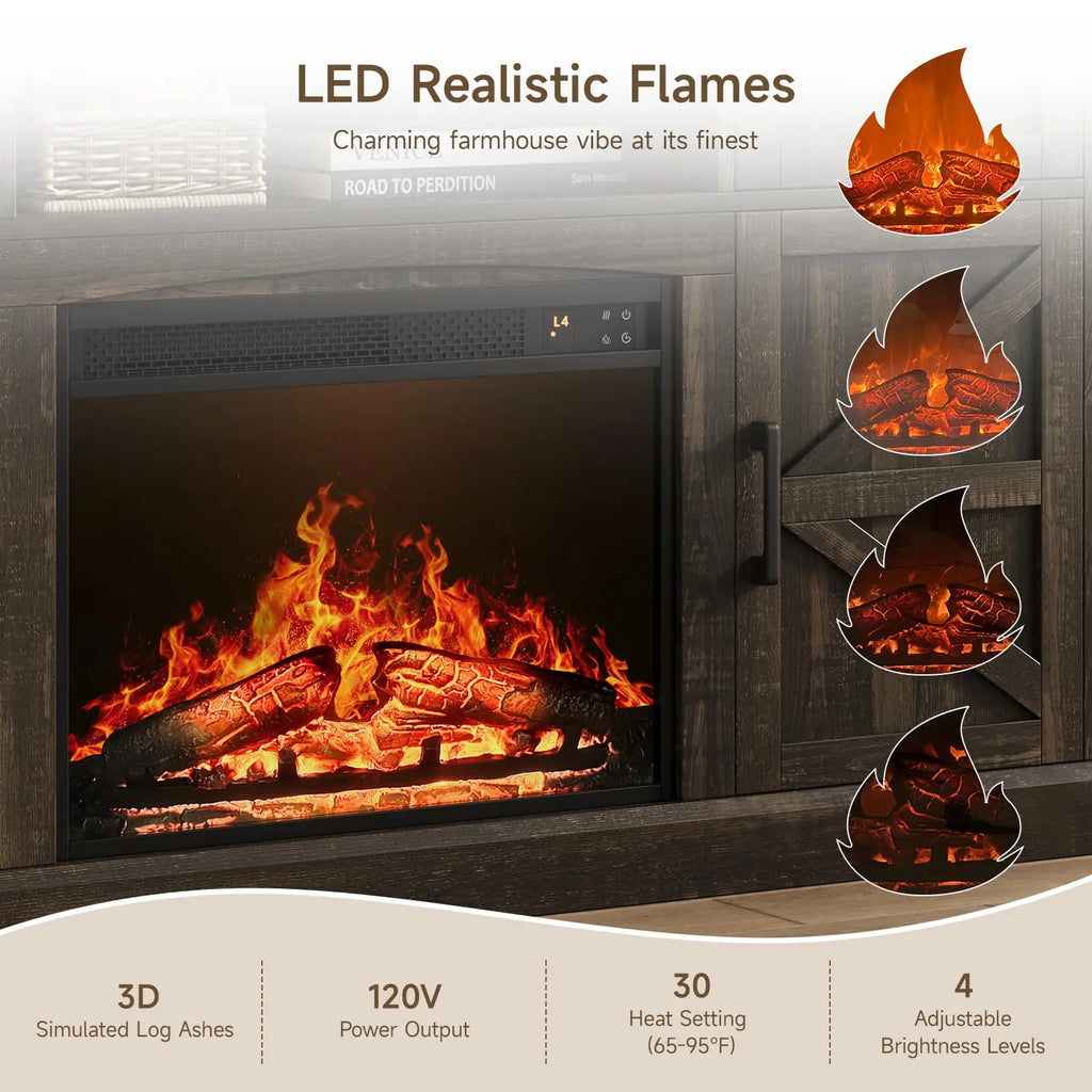 Brand Farmhouse Fireplace Entertainment Center for TVs Up to 70 Inches,