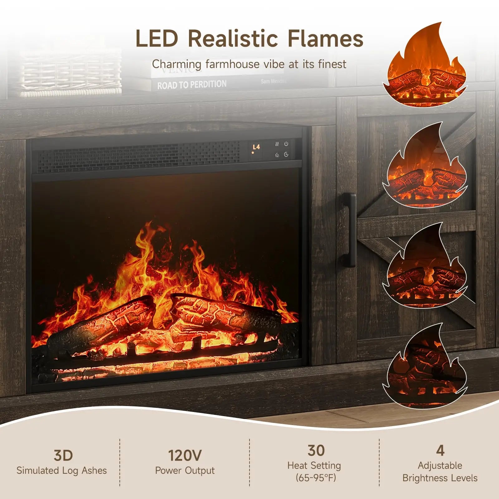 Brand Farmhouse Fireplace Entertainment Center for TVs Up to 70 Inches,
