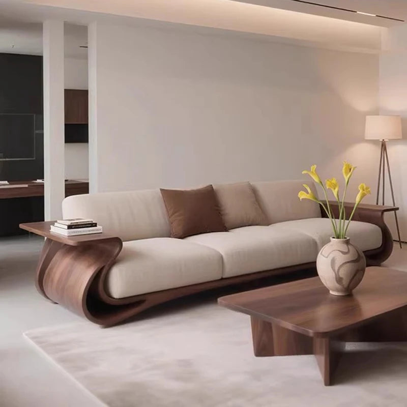 Big Size Wooden Living Room Sofas Vintage, Divano Trendy Furniture