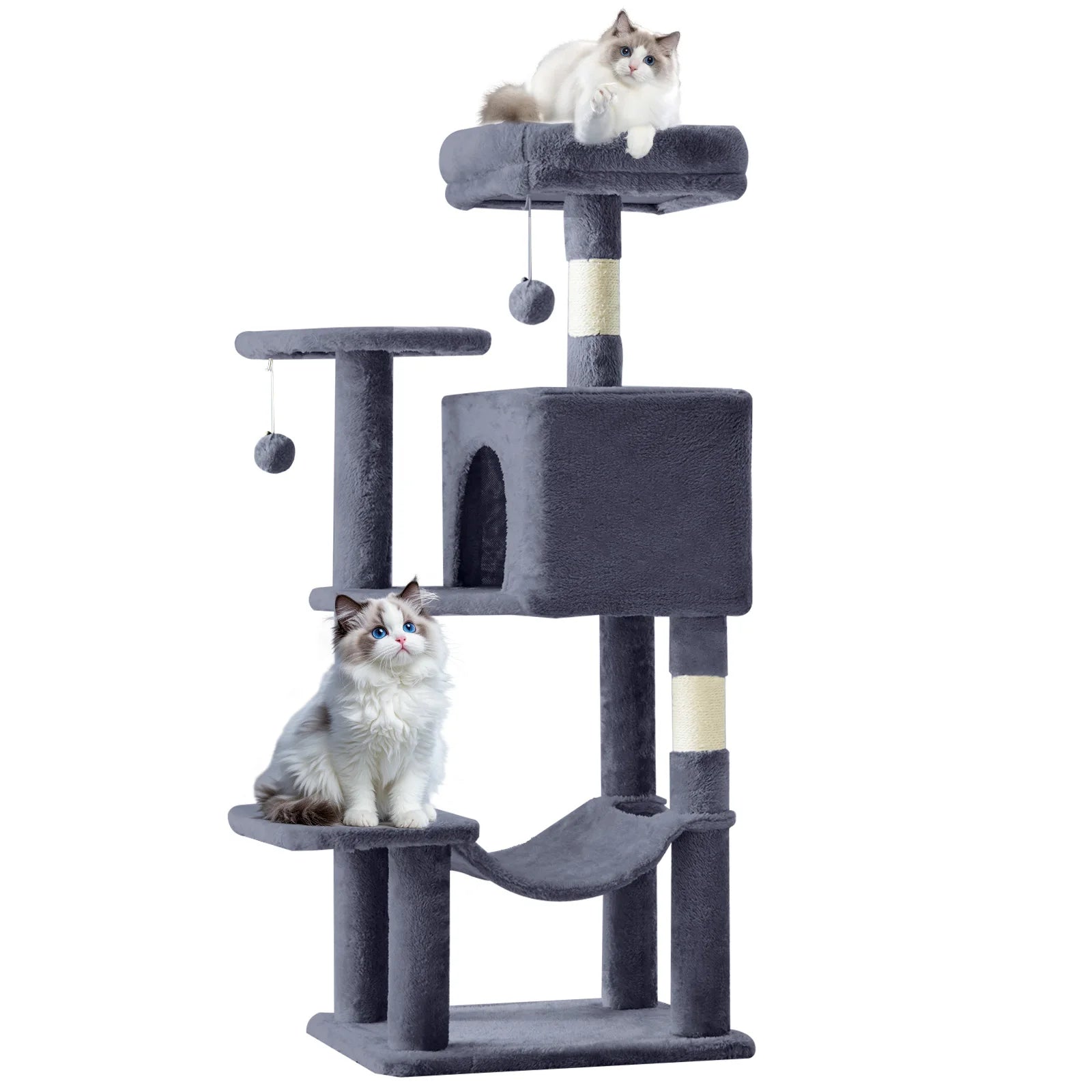 Cat Climbing Tower with Natural Sisal Scratching Posts Pet Condo for Indoor Cats and Kittens Play