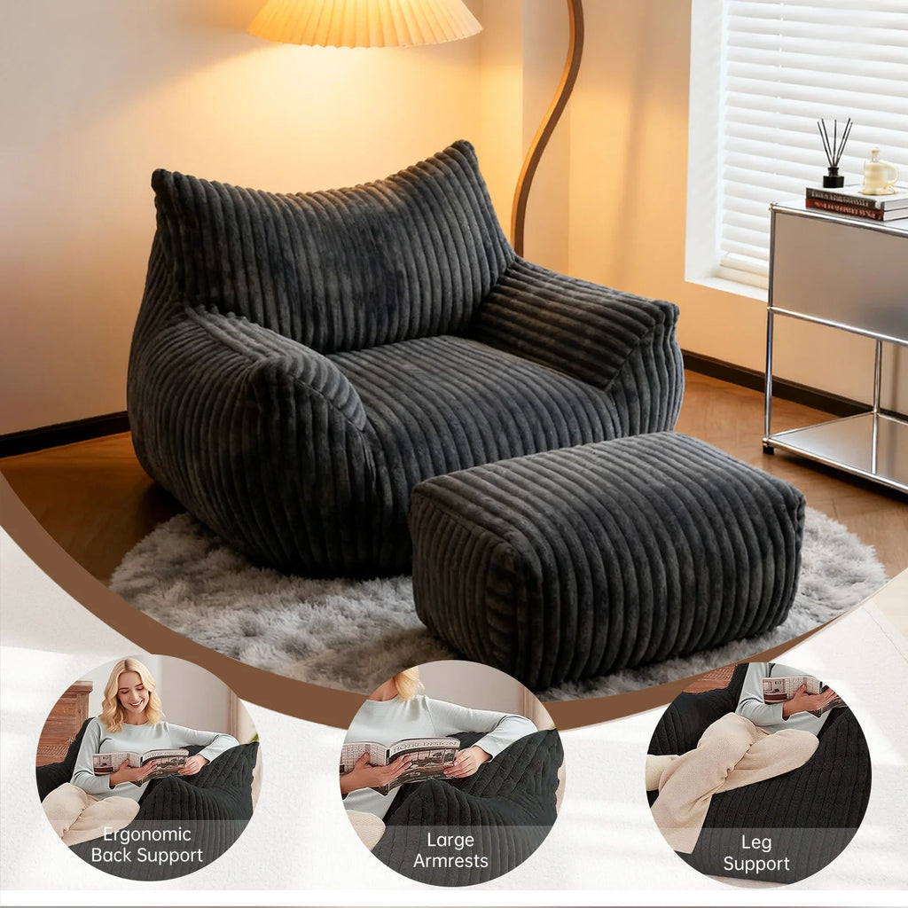 Reading Chair Bean Bag Chairs, Living Room Furniture, Density Foam Couch, Floor Lazy Soft.