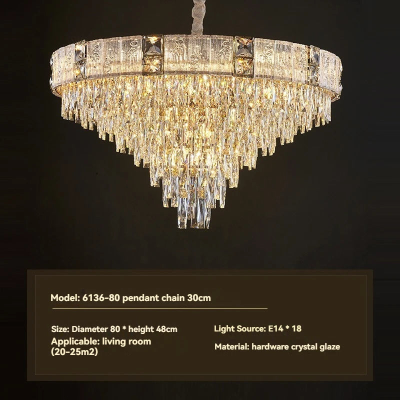 Crystal Chandelier Luxury Gold For Dining Living Room Kitchen Bedroom