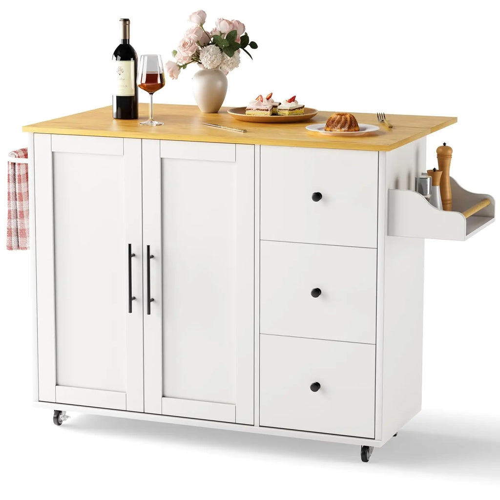 Multifunctional Kitchen Island Cart with Drop Leaf, Rolling Island with, Customized