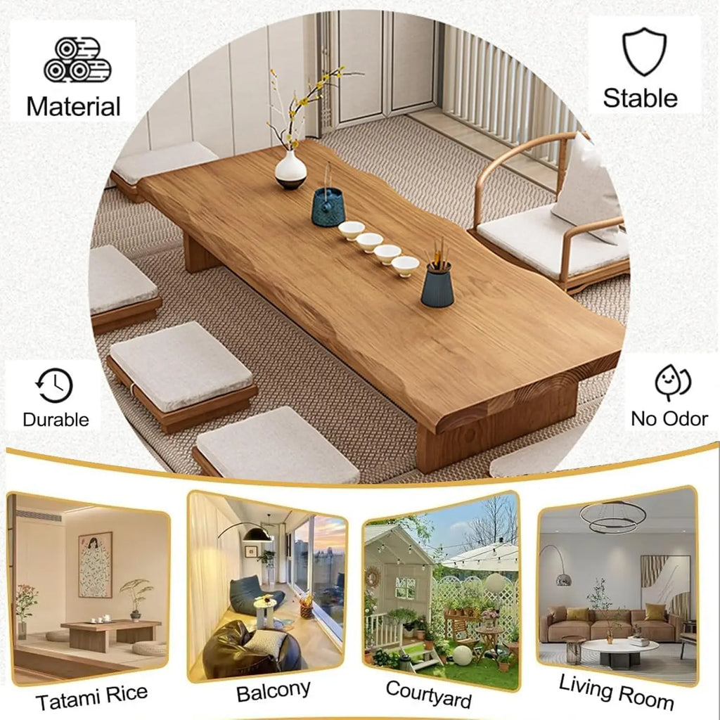 Solid Wood Low Floor Table, Meditation, Tea Ceremony. 47.2x23.6x13.7in,