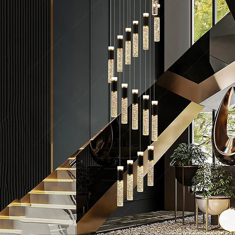 Modern home decoration crystal chandelier, stair Pendant lamp