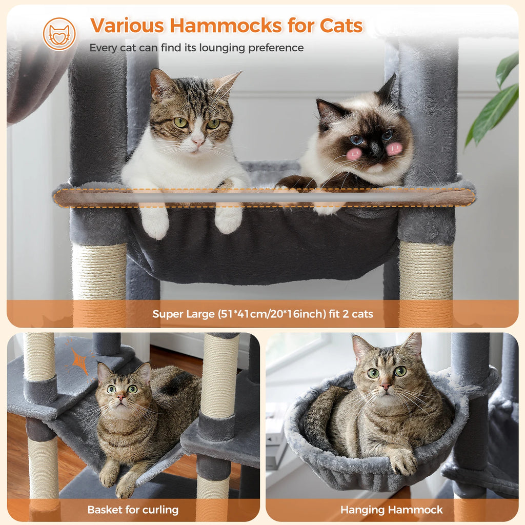 Cat Tower for Indoor Cats Multi-Level Plush Cat Condo with Scratching Post.