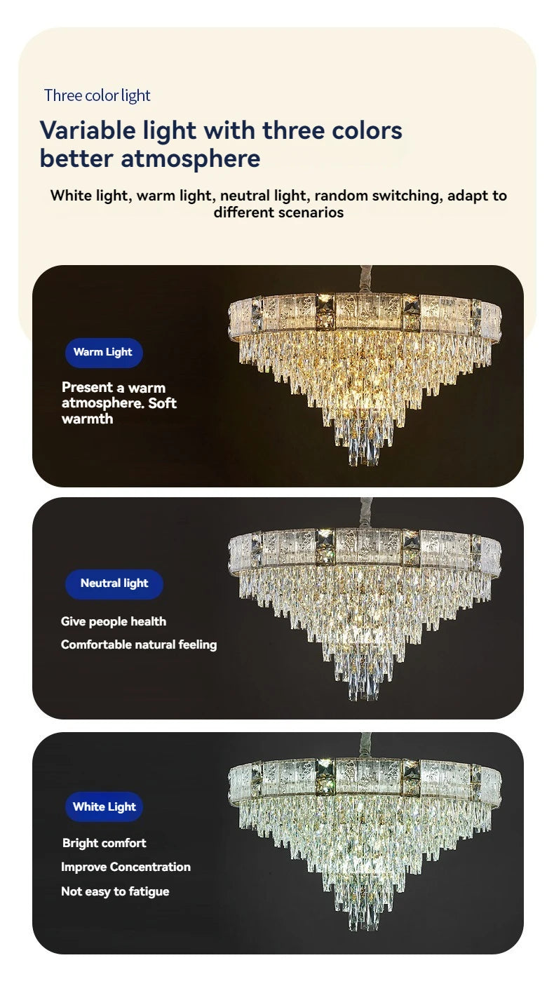 Crystal Chandelier Luxury Gold For Dining Living Room Kitchen Bedroom