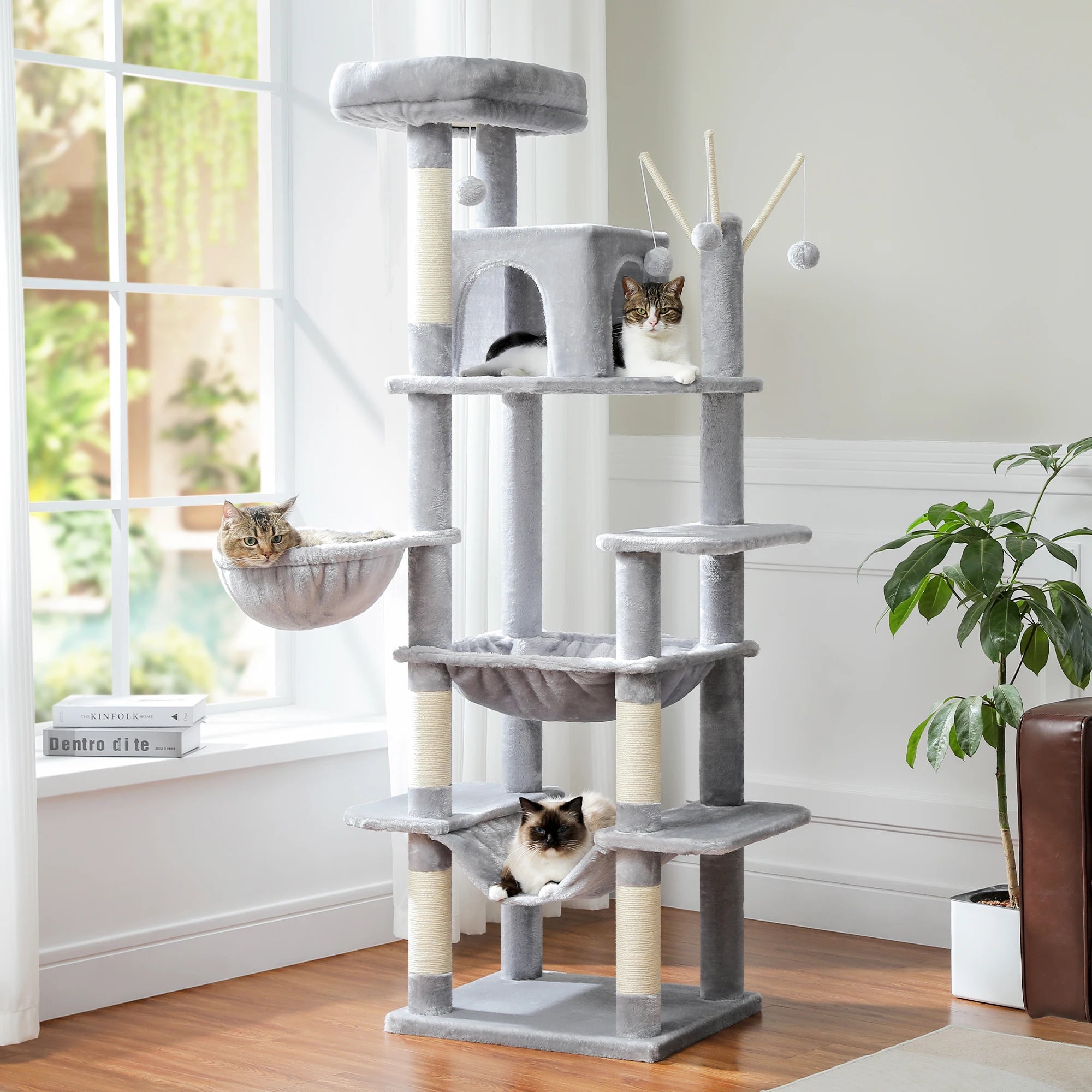 Cat Tower for Indoor Cats Multi-Level Plush Cat Condo with Scratching Post.