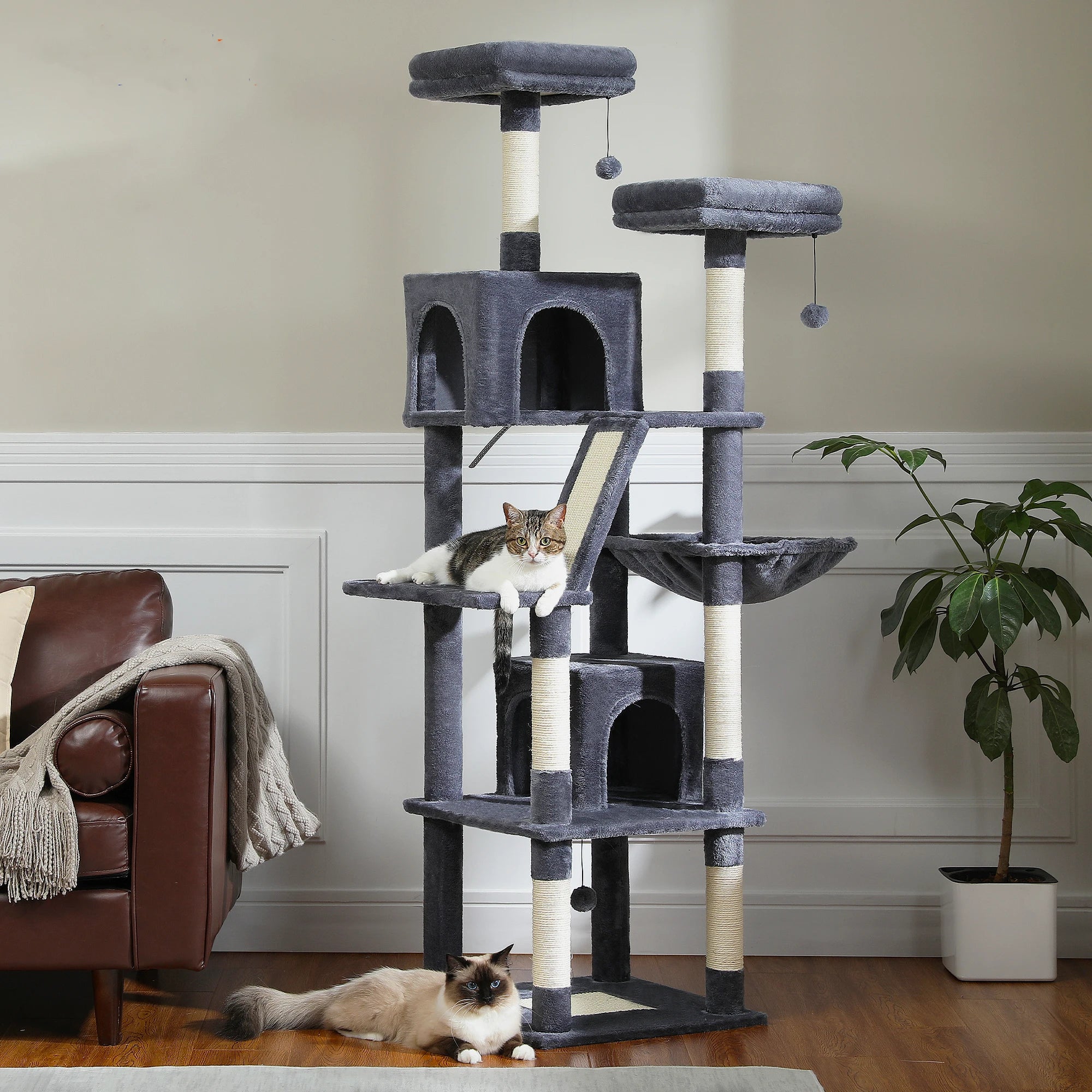 Cat Tower for Indoor Cats Multi-Level Plush Cat Condo with Scratching Post.