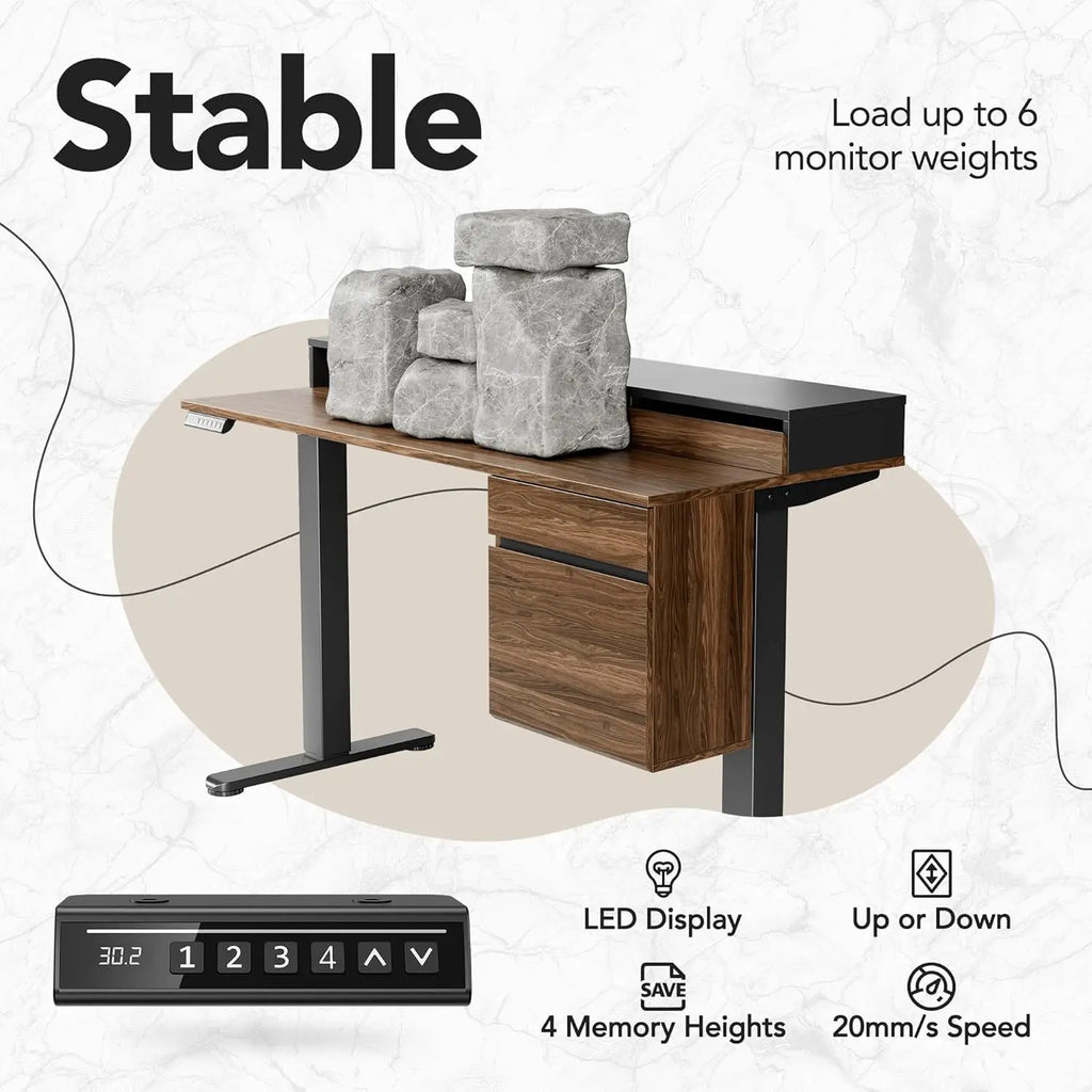Electric Height Adjustable Standing Desk with Drawers & Cabinet 47".