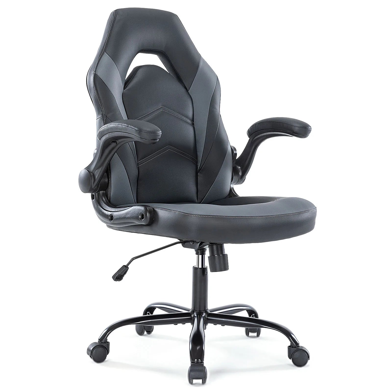 JHK Ergonomic Office Computer Home Gaming Desk Chair Adjustable PU Leather Racing Chair Flip-up Armrest.