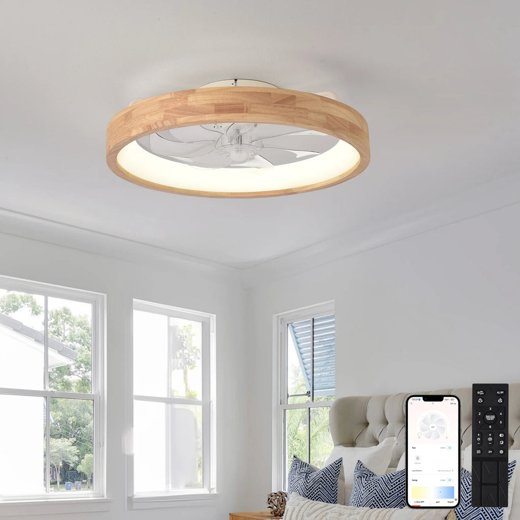 LED Ceiling Fan with Light Dimmable, Remote Control 5 Invisible Reversible Blades